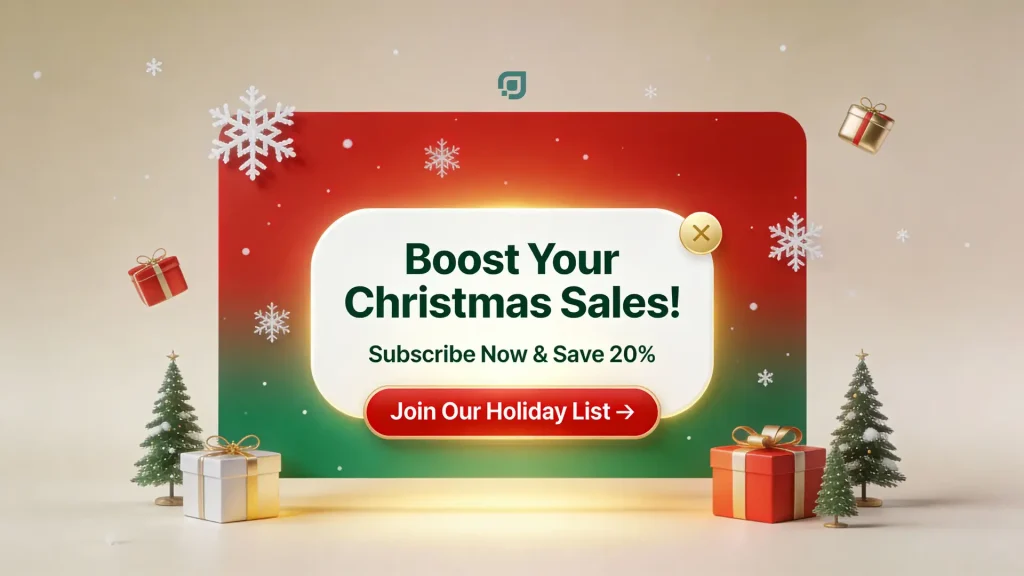 Boost Christmas lead generation and sales using Subscription Pro from Instant Popup Builder – no coding or extra plugins needed.